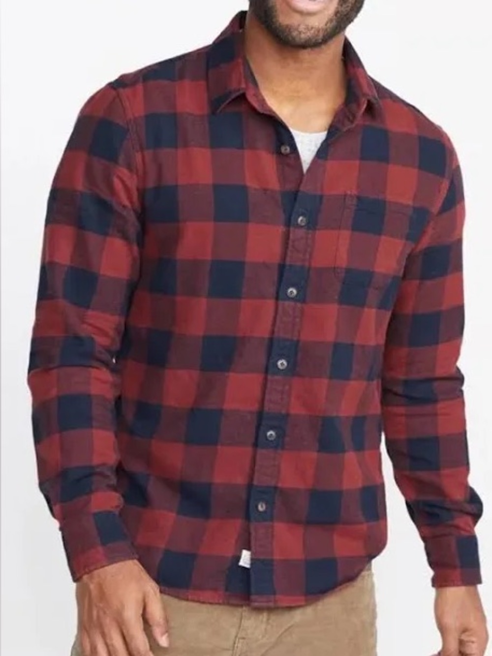 Marine Layer Men's Downey Red & Black Buffalo Plaid Button-Up Shirt